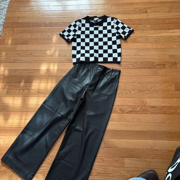 Anthropologie Black Wide Leg Faux Leather Pants - Picture 1 of 9